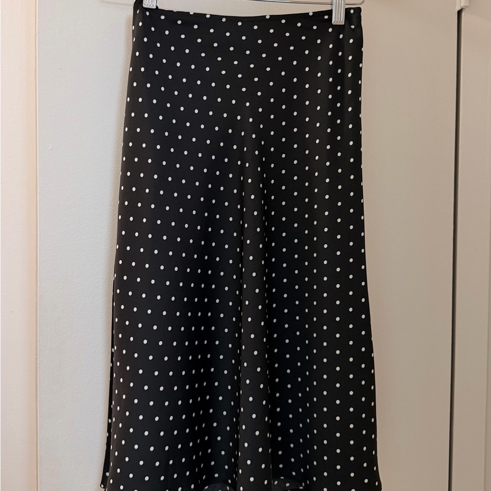 Cider Black & White Polka Dot Midi Skirt - Picture 3 of 4